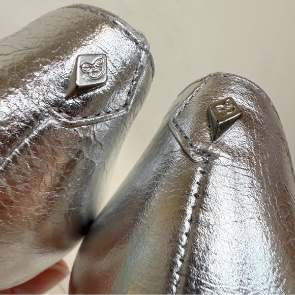 Sam Edelman Genuine Leather Metallic Silver High Heel Pump Style Hazel - Picture 11 of 17